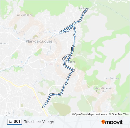 Plan de la ligne BC1 de bus