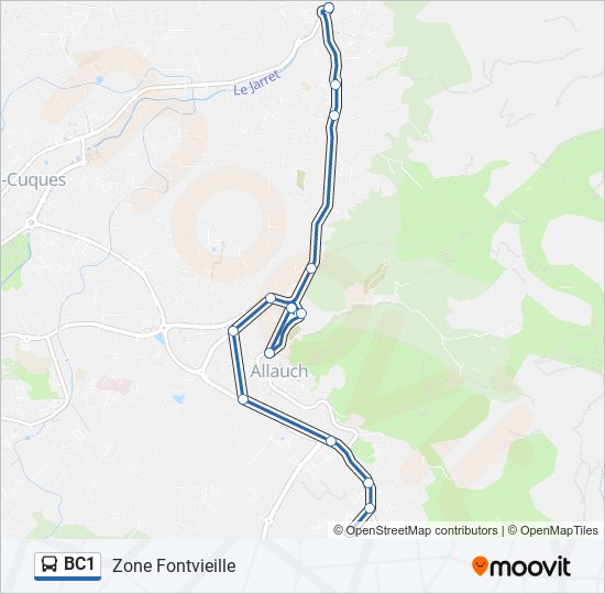 Plan de la ligne BC1 de bus
