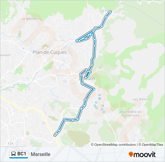 Plan de la ligne BC1 de bus