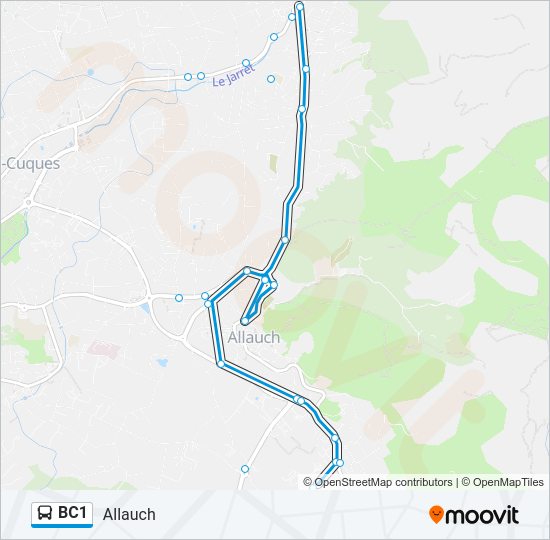 Plan de la ligne BC1 de bus