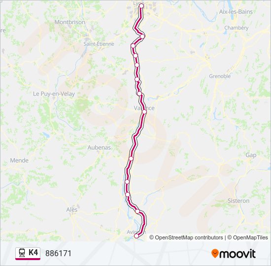 Mapa de K4 de tren