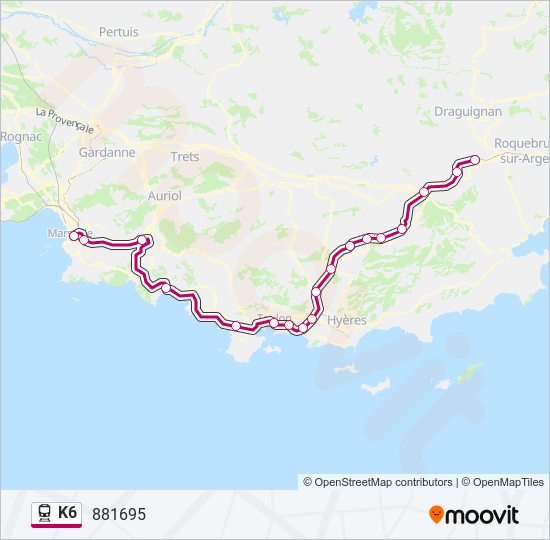 Plan de la ligne K6 de train