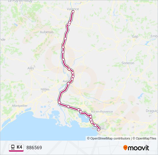 Mapa de K4 de tren