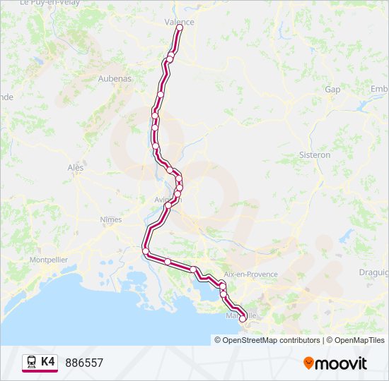 Plan de la ligne K4 de train