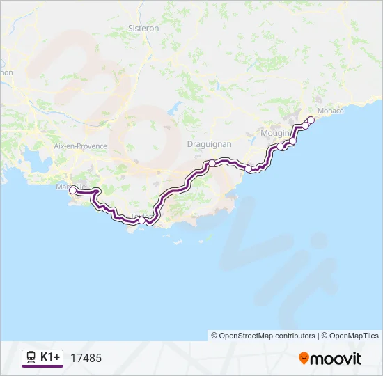 K1+ Train Line Map