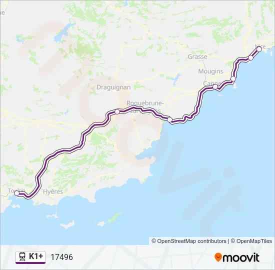 K1+ Train Line Map