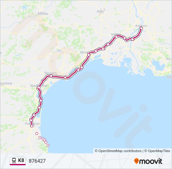 K8 train Line Map