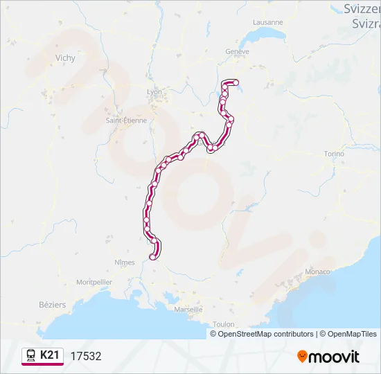 K21 Train Line Map