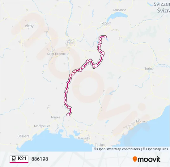 K21 Train Line Map