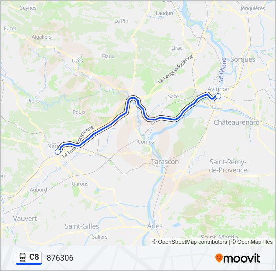 Plan de la ligne C8 de train