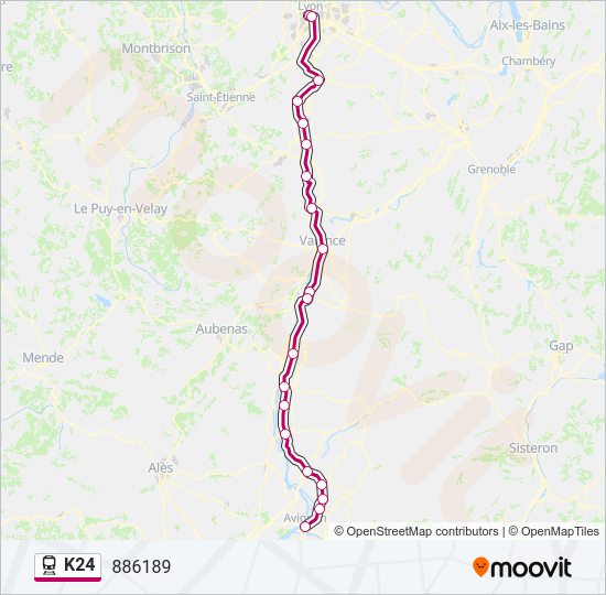 Plan de la ligne K24 de train