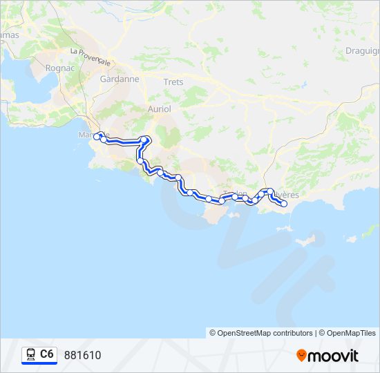 Plan de la ligne C6 de train
