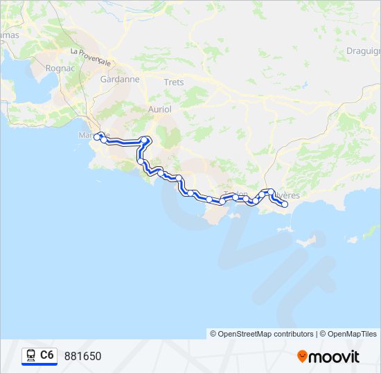 Plan de la ligne C6 de train