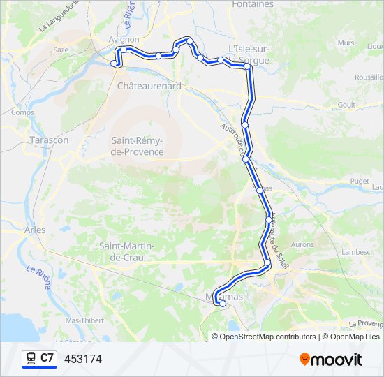 Plan de la ligne C7 de train