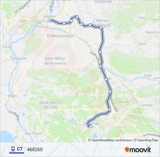 Plan de la ligne C7 de train