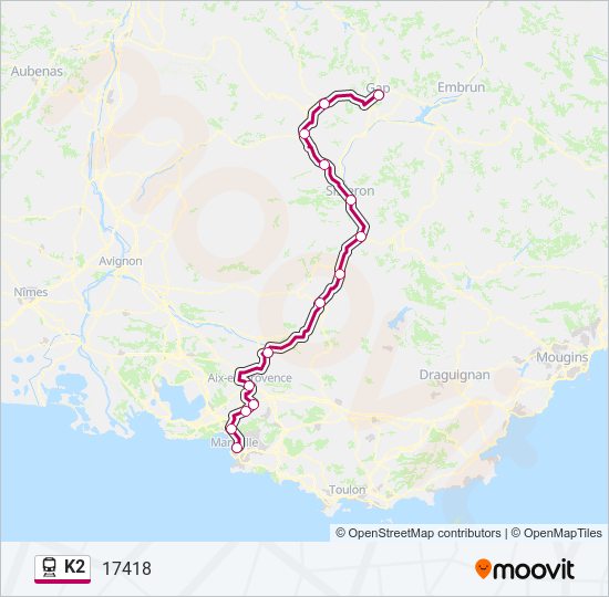 K2 train Line Map