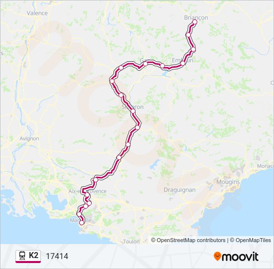 Mapa de K2 de tren