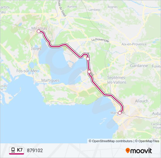 Plan de la ligne K7 de train