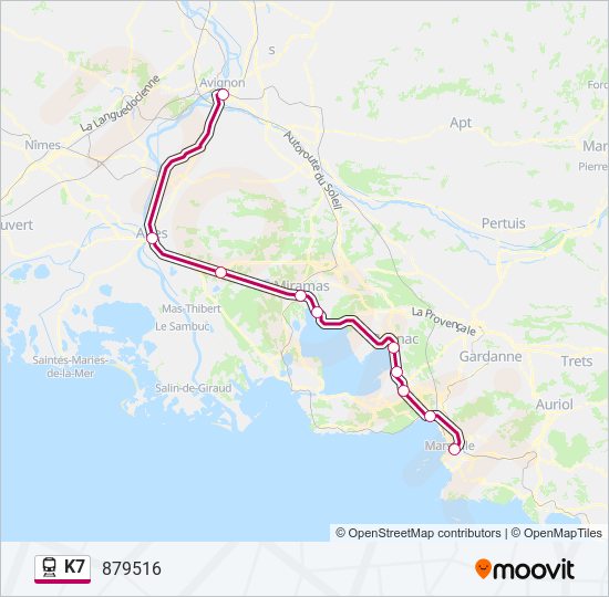 Plan de la ligne K7 de train