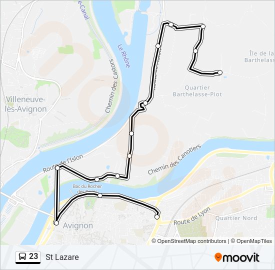 Plan de la ligne 23 de bus