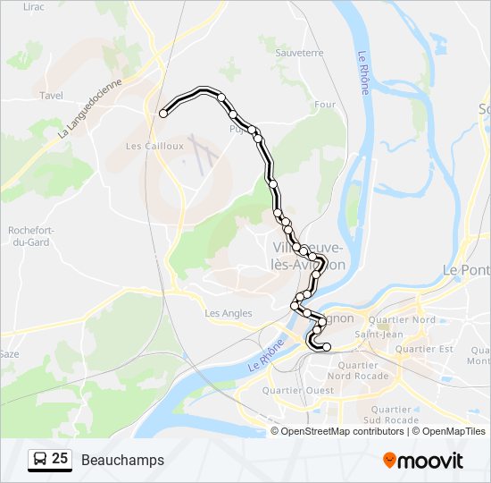 Plan de la ligne 25 de bus