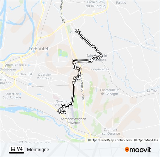 Plan de la ligne V4 de bus