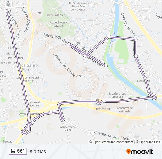 561 bus Line Map