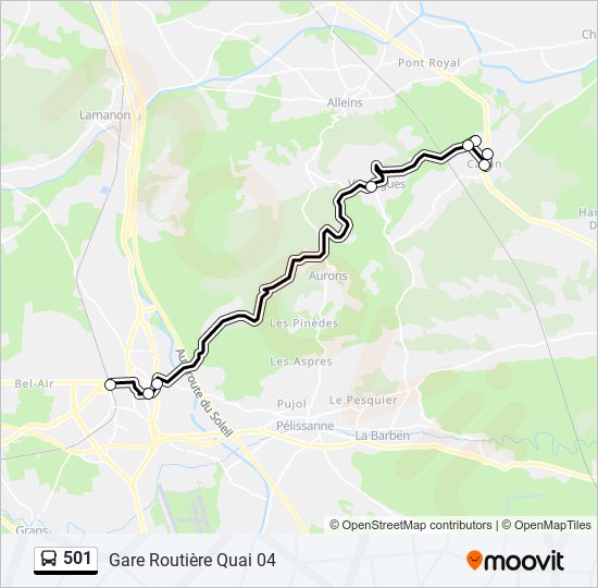 501 bus Line Map