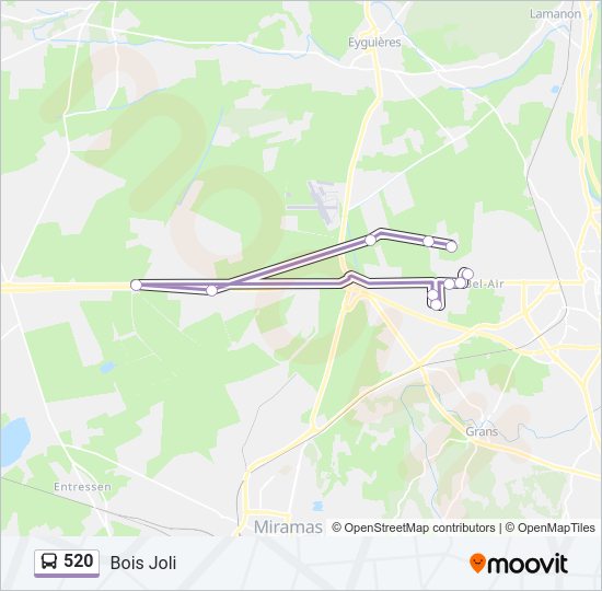 Plan de la ligne 520 de bus
