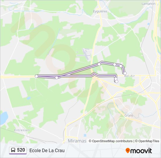 Plan de la ligne 520 de bus