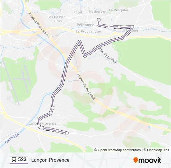 523 Bus Line Map