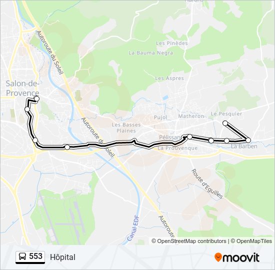Plan de la ligne 553 de bus