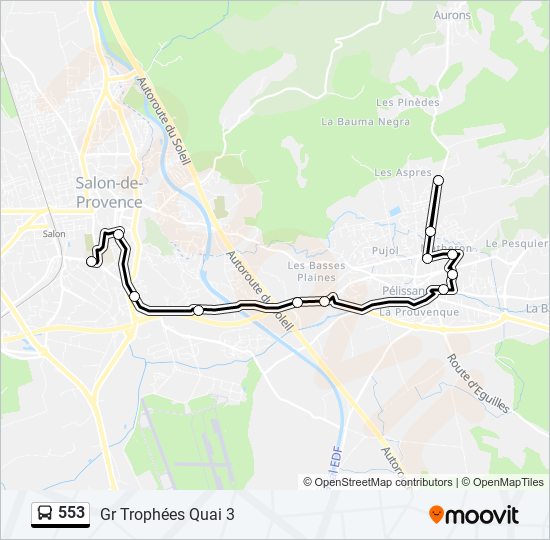 Plan de la ligne 553 de bus