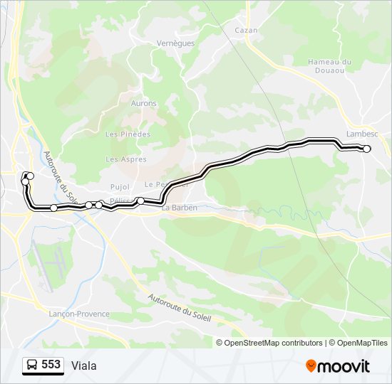 Plan de la ligne 553 de bus