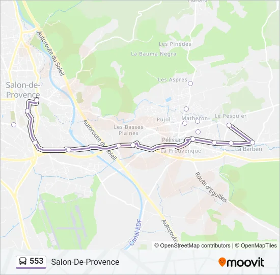 553 Bus Line Map