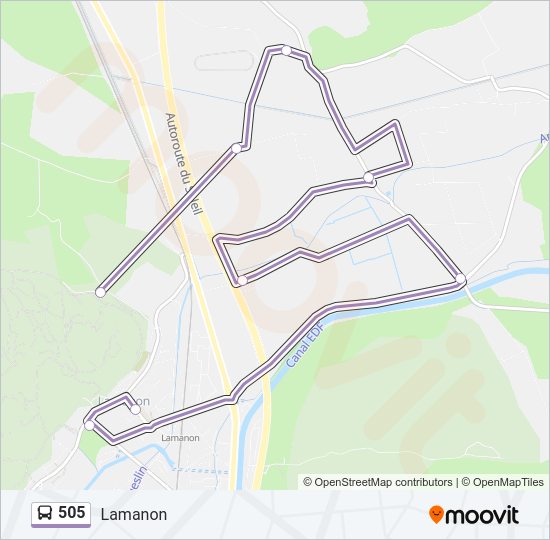 Plan de la ligne 505 de bus