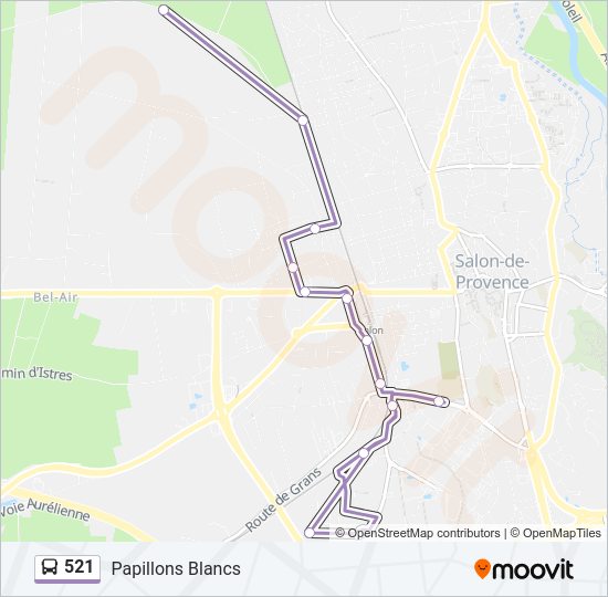 Plan de la ligne 521 de bus