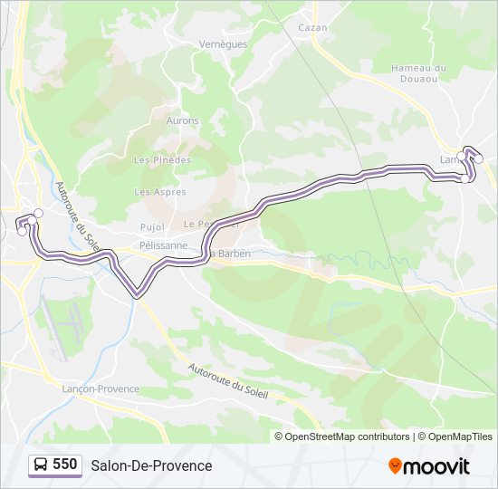 Plan de la ligne 550 de bus