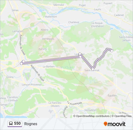 Plan de la ligne 550 de bus