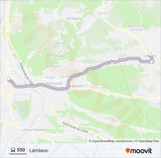 Plan de la ligne 550 de bus