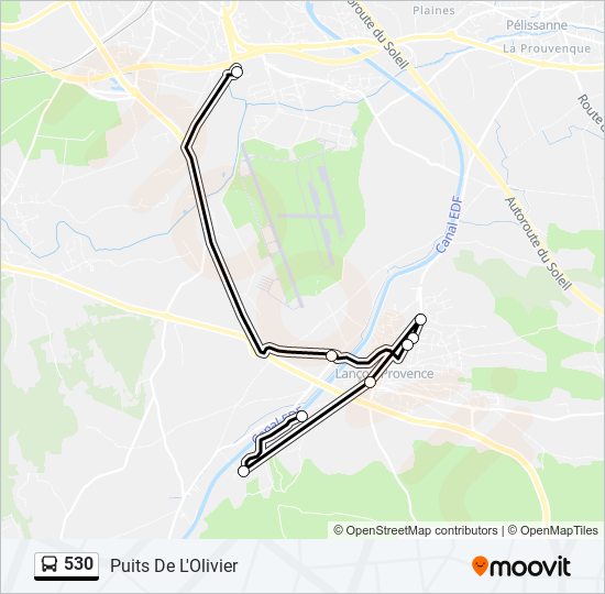 Plan de la ligne 530 de bus