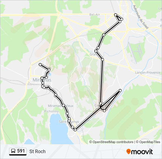 Plan de la ligne 591 de bus