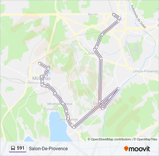 Plan de la ligne 591 de bus