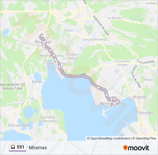 Plan de la ligne 591 de bus