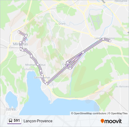 Plan de la ligne 591 de bus