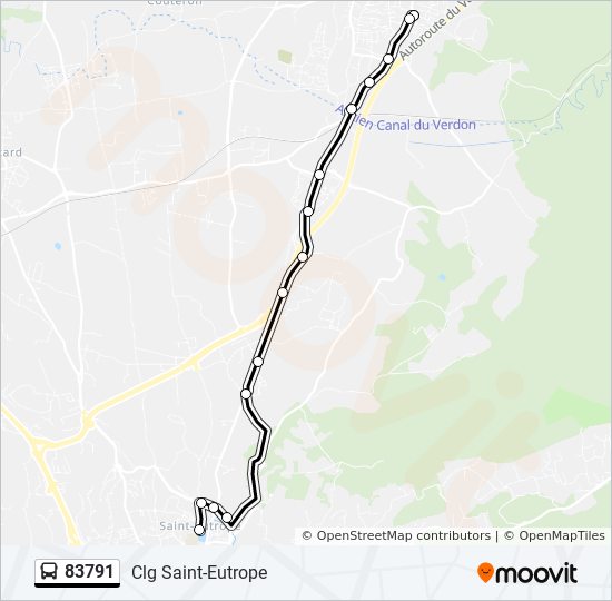 Plan de la ligne 83791 de bus