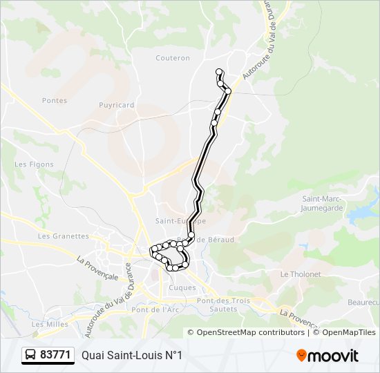 Plan de la ligne 83771 de bus