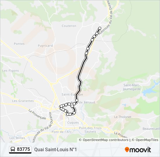 Plan de la ligne 83775 de bus