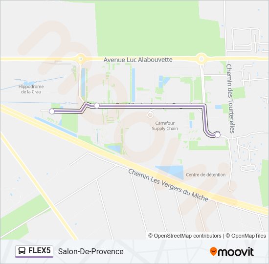 Plan de la ligne FLEX5 de bus