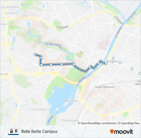 B Light Rail Line Map